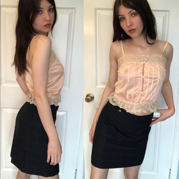 Navy Blue Checked Mini Skirt - Picture 2 of 2